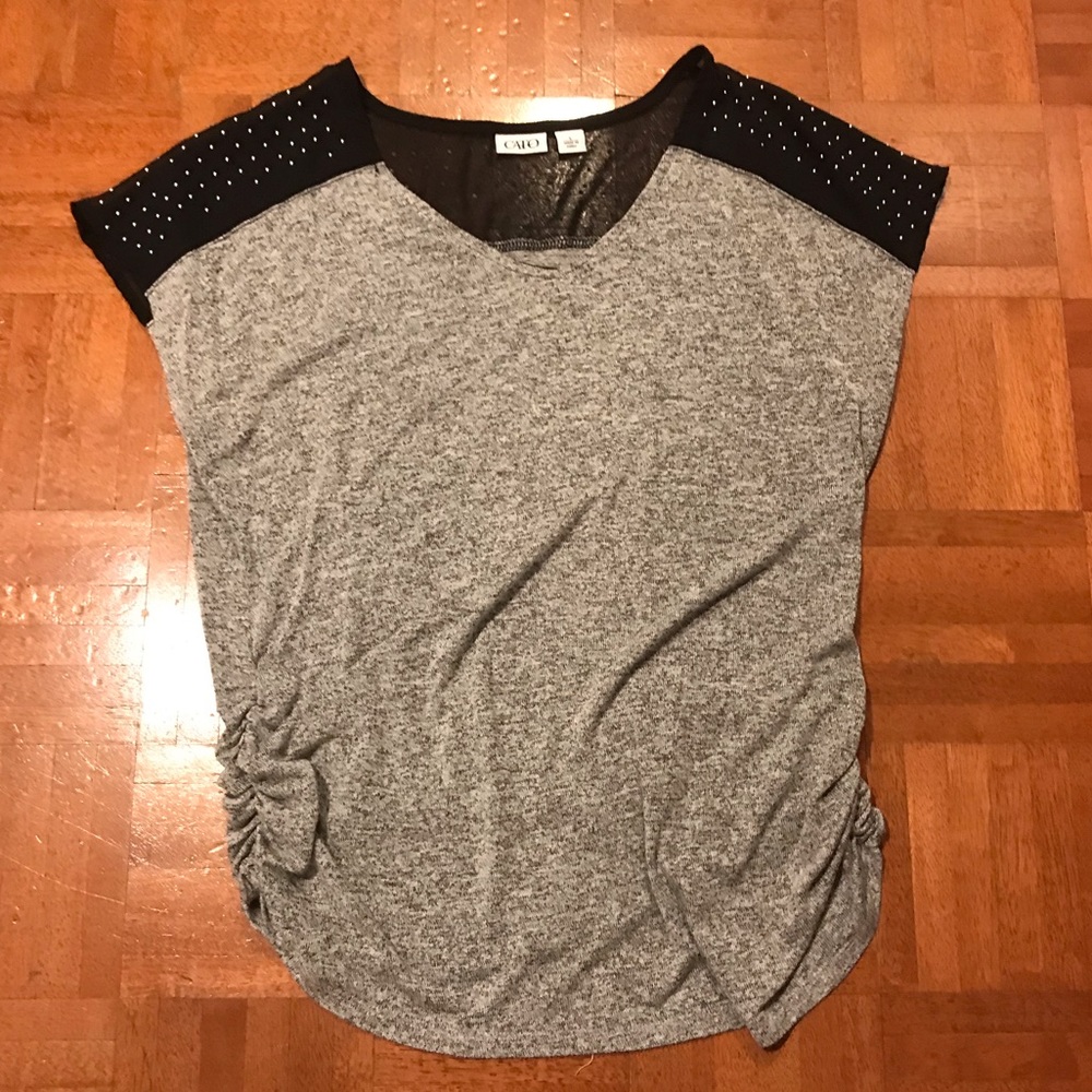 Cato | Black/Grey Stretchy Top
